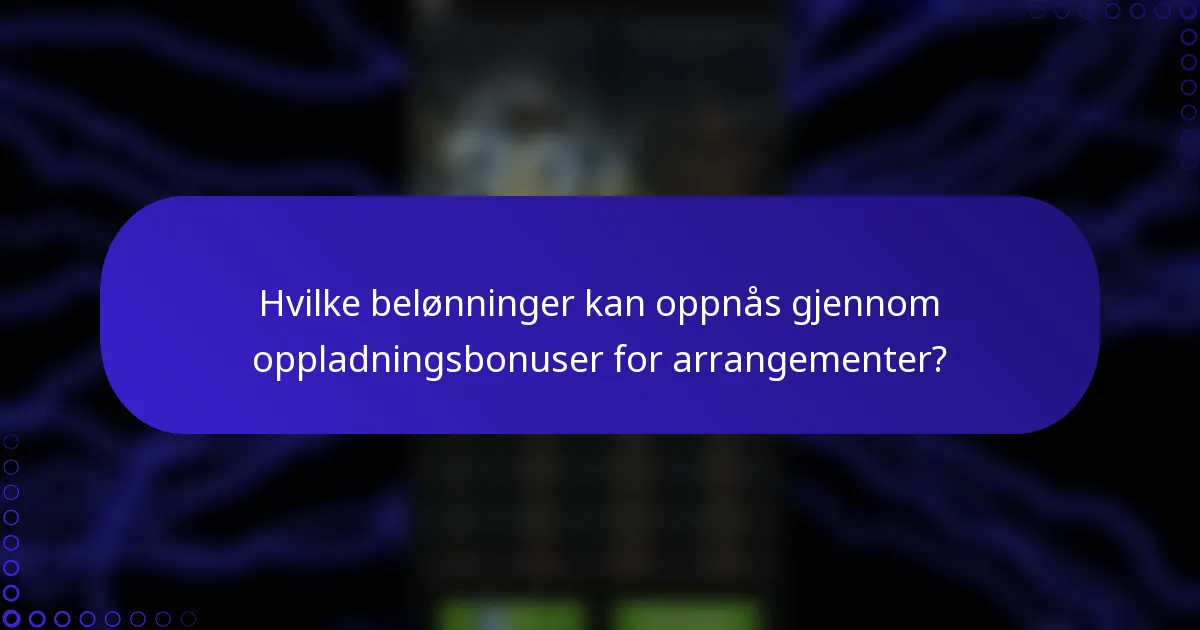 Hvilke belønninger kan oppnås gjennom oppladningsbonuser for arrangementer?