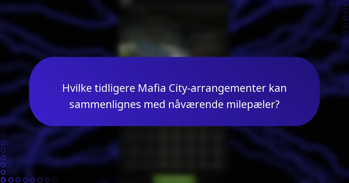 Hvilke tidligere Mafia City-arrangementer kan sammenlignes med nåværende milepæler?